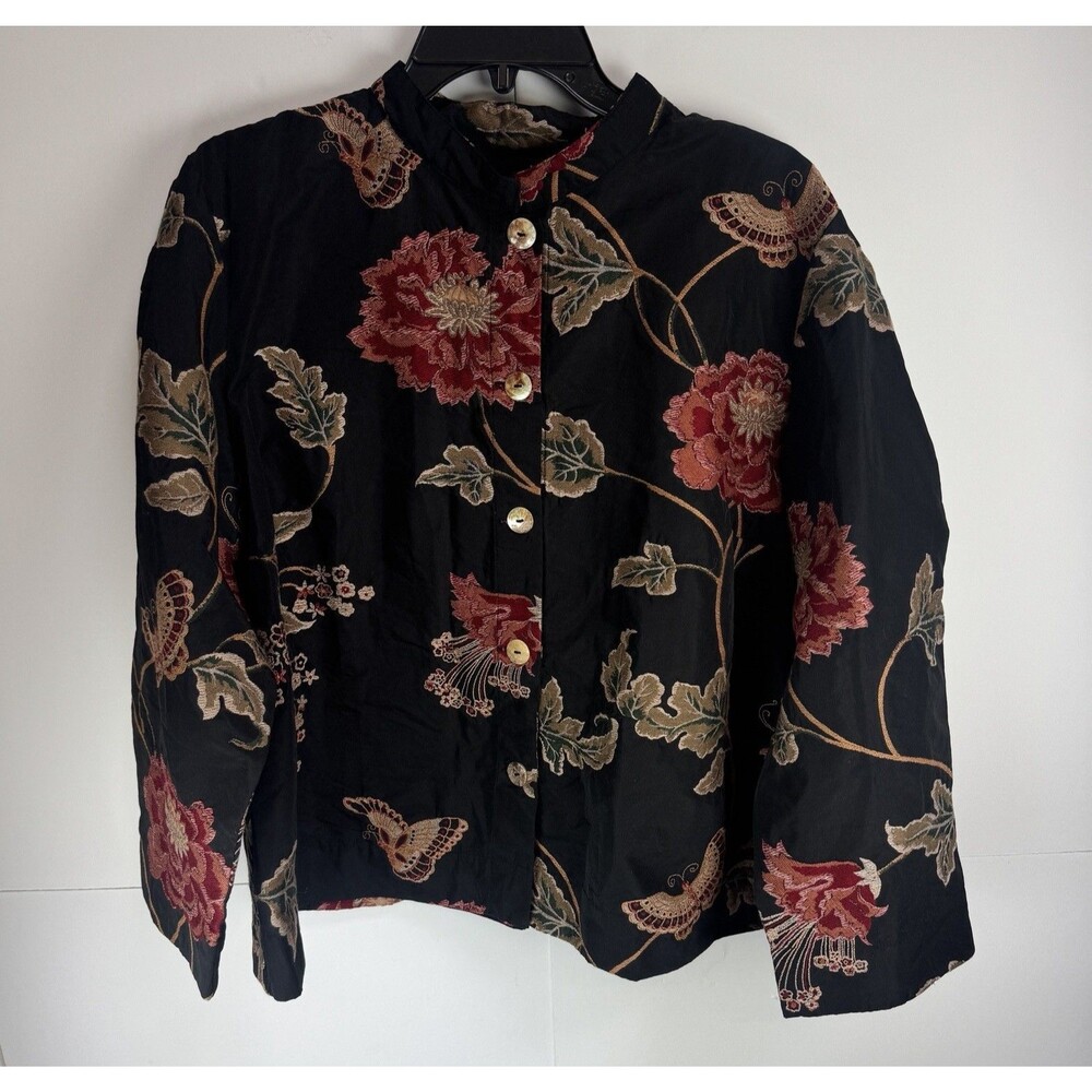 Citron Santa Monica 2X women's jacket Asian print Mandarin collar Jacket NWT